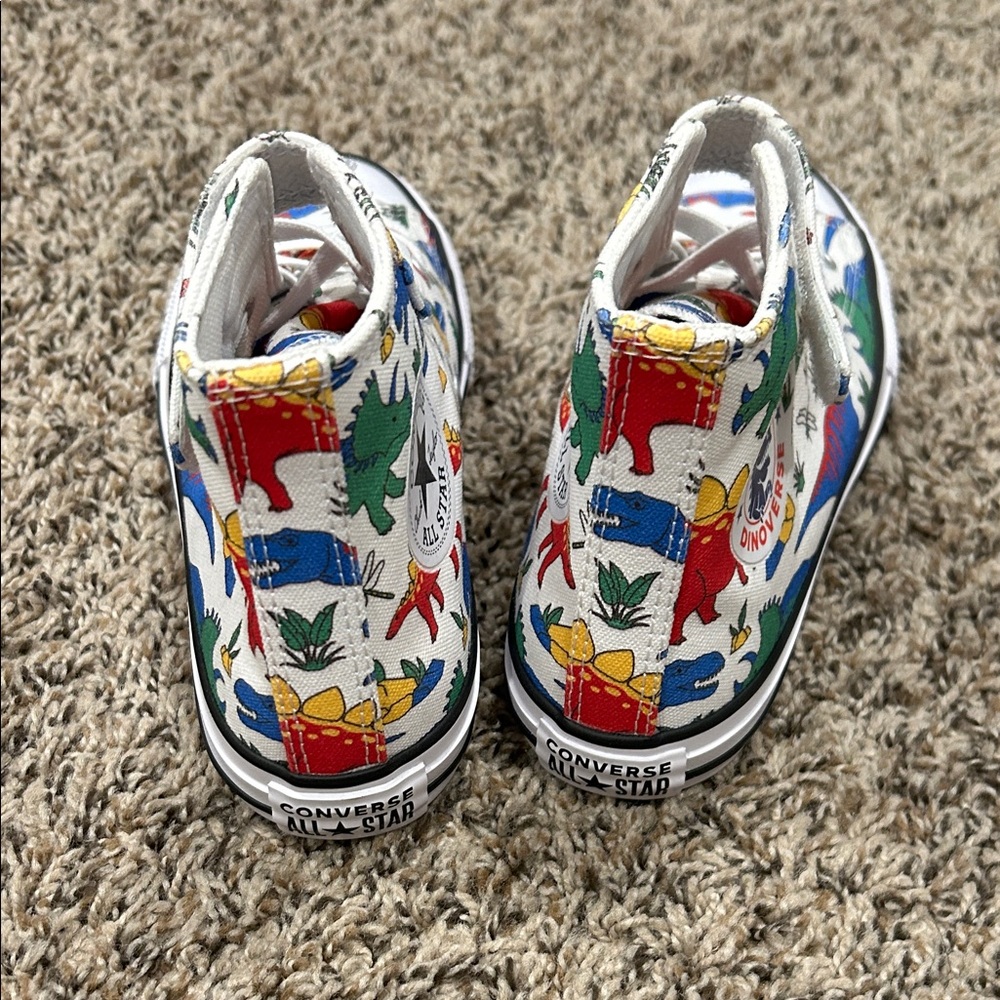 NEW Converse Kids Multicolor Dino High-Top Sneakers - Picture 3 of 5